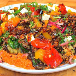 Crispy Quinoa Salad With Roasted Veggies And Creamy Pepper Dressing
