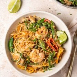 Thai Peanut Noodles With Shrimp And Stir-fry Veggies