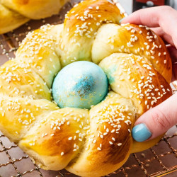 Sweet Braided Easter Bread With Sesame Seeds
