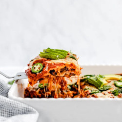 Chipotle Black Bean Roasted Veggie Enchilada Casserole
