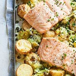 Creamy Salmon, Leek &amp; Potato Traybake
