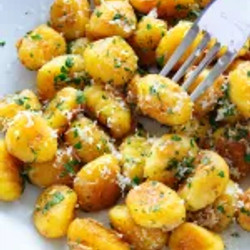 Garlic Butter Parmesan Fried Gnocchi