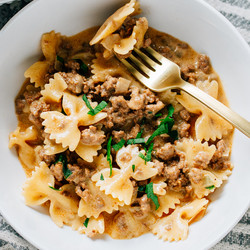 Creamy Beef And Bowtie Pasta