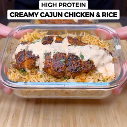 High Protein Creamy Cajun Chicken &amp; Rice