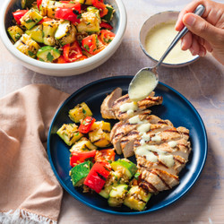 Grilled Chicken and Vegetable Salad with Oat Berries