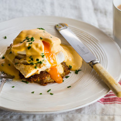 Pan-fried Haddock With Potato Cake, Poached Egg And Hollandaise
