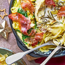Baked Camembert Pasta Alfredo