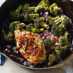 Skillet Chicken Breast &amp; Broccoli With Mustard-rosemary Pan Sauce
