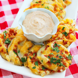 Cheesy Bacon Oven Chips With Chipotle Ranch Dipping Sauce