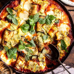 Spicy Pesto Eggplant Zucchini Involtini