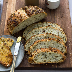 No Knead Rustic Seed Bread