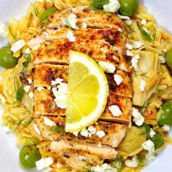 White Wine-braised Chicken With Artichokes And Orzo
