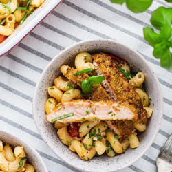 Mediterranean Salmon Baked Feta Pasta