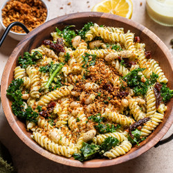 High Protein Garlickly Caesar Pasta Salad