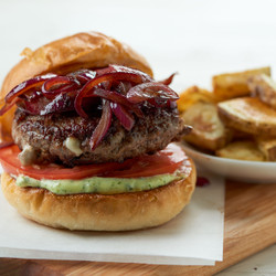 Legacy: Caprese Burger With Garlic-roasted Potatoes