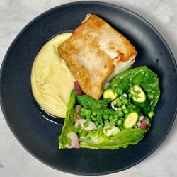 Plaice Steak, Buttered Mash And Summer Veg