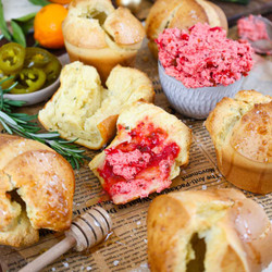 Brown Butter Rosemary Popovers (with Cranberry-jalapeno Butter)