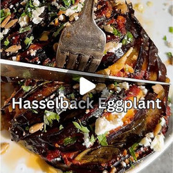 Hasselback Tomato-butter Eggplant With Basil &amp; Feta