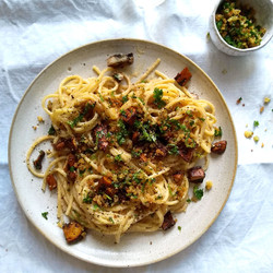 Spaghetti Carbonara With Mushroom ‘bacon’