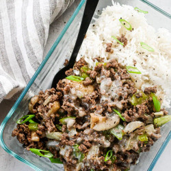 Ground Beef Philly Cheesesteak Meal Prep (Cubes)