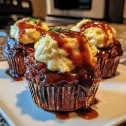 Smoky Bourbon Bbq Bacon-wrapped Meatloaf Cupcakes With Mashed Potato Frosting