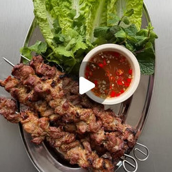 Lemongrass Pork Skewers (thit Nuong) With Nuoc Cham apps snacks mains