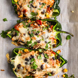 Easy Chicken Stuffed Poblano Peppers