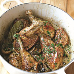 Chicken And Mushroom Casserole With Cider - Hugh Fearnley Whittingstall braise. One pot
