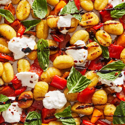 Sheet-pan Burrata Caprese Gnocchi