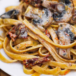 Sun-dried Tomato And Mushroom Pasta In A Garlic And Basil Sauce