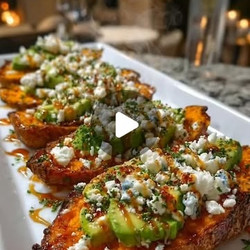 Keto Avocado &amp; Feta Stuffed Sweet Potato Boats