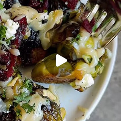 Crispy Brussels With Pistachios &amp; Honey-boursin Cream