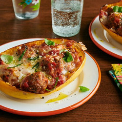 Cheesy Spaghetti Squash And Meatballs