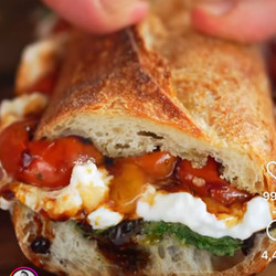 Burrata Caprese Sandwich With Cherry Tomato Confit