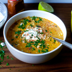 Corn Chowder With Chile, Lime And Cotija