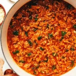 Cabbage Sausage Orzo Soup