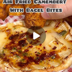 Air Fried Chilli And Herb Honey Glazed Camembert With Bagel Bites
