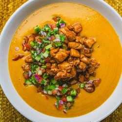 Loaded Dal Soup With Sticky Chicken