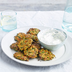 Spiced Courgette &amp; Carrot Fritters With Raita