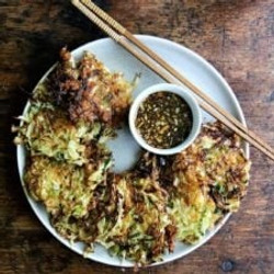 Okonomiyaki: Cabbage Pancakes With Soy Dipping Sauce