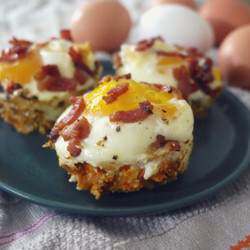 Eggs And Bacon In Sweet Potato Cups