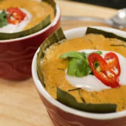 Steamed Red Curry Custard ห่อหมก (haw Mok)
