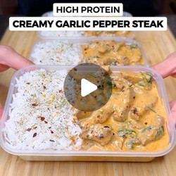 High Protein Creamy Garlic Pepper Steak