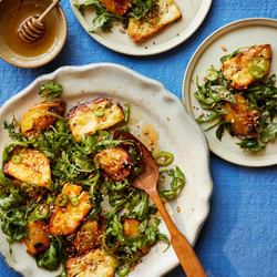 Grilled Peach, Halloumi And Dukkah Salad