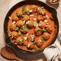 Turkey Meatballs In Apricot Sauce With Mint And Almonds