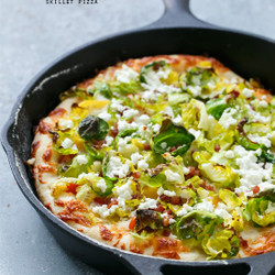 Goat Cheese And Brussels Sprout Skillet Pizza