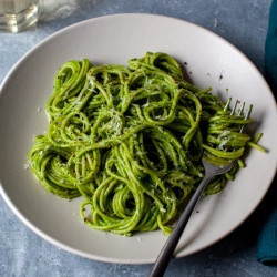 Green Angel Hair With Garlic Butter