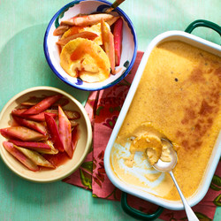 Baked Vanilla &amp; Ginger Custard With Stem Ginger Rhubarb