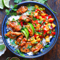 Cilantro-lime Chicken Bowls With Peach Salsa (30-minute Meal)