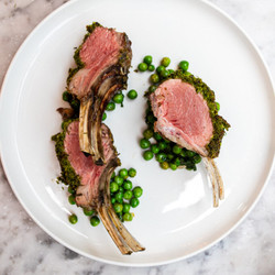 Herb Rack Of Lamb, Port Wine Reduction, Peas